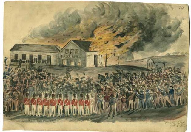 Eurkeka Hotel being burned down