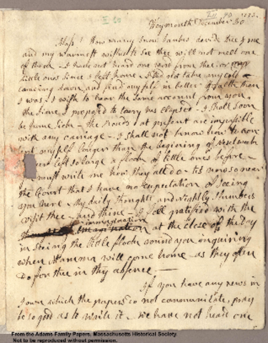One of Abigail Adam's Most Famous Letters is Written