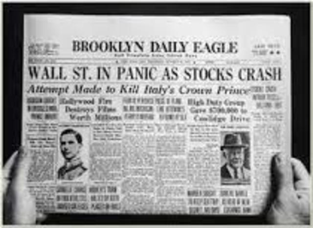 Stock market crashed and the Great Depression began