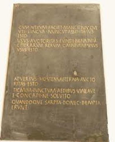 foi escrita e publicada a lei das 12 tabuas.