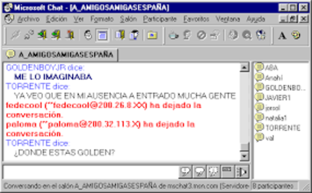 Chats - Comunicación escrita realizada de forma instantánea mediante internet.