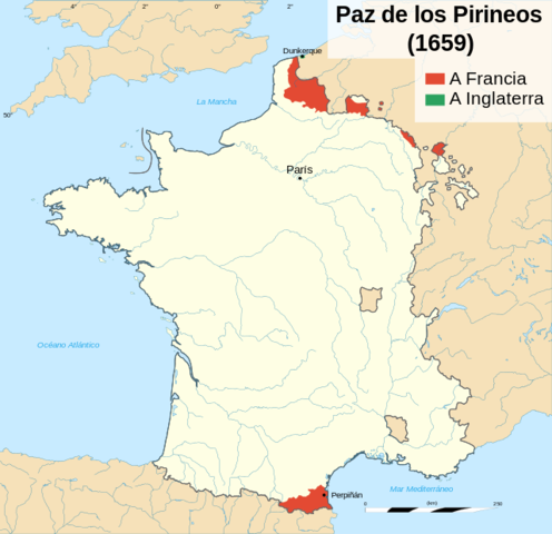 1659 -  Paz de los Pirineos entre España y Francia