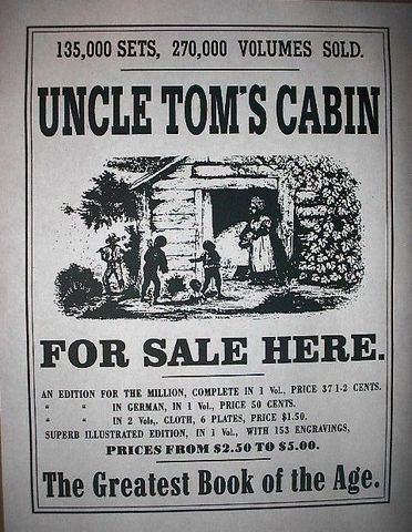 Publishes "Uncle Tom's Cabin". Her book sparks a heated political debate about slavery. Harriet becomes a hero of the abolisinest movement.