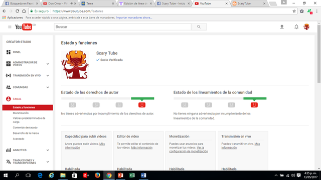 Creación en Youtube