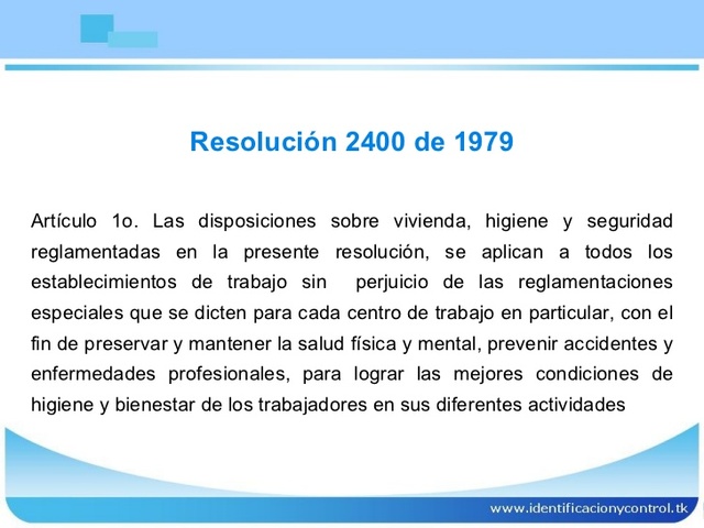 Resolucion 2400 de 1979