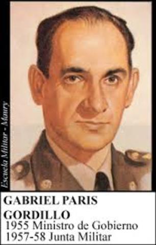 1957 – 1958. Junta Militar de Gobierno (Gral. Gabriel París Gordillo)