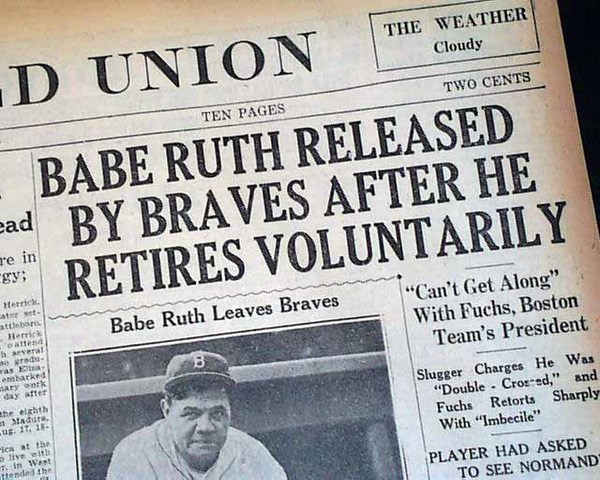 Babe Ruth Retires