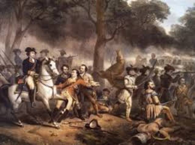 War between the British and French, known as the French & Indian War. The war is fought over disputed land claims in the Ohio Valley.