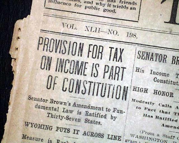 16th Amendment: Income Tax