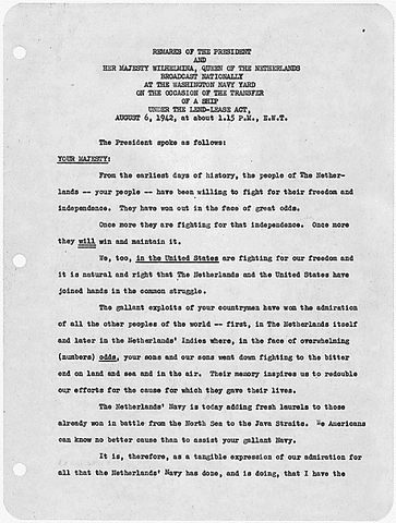 Franklin Roosevelt Porpouses Lend~lease Program