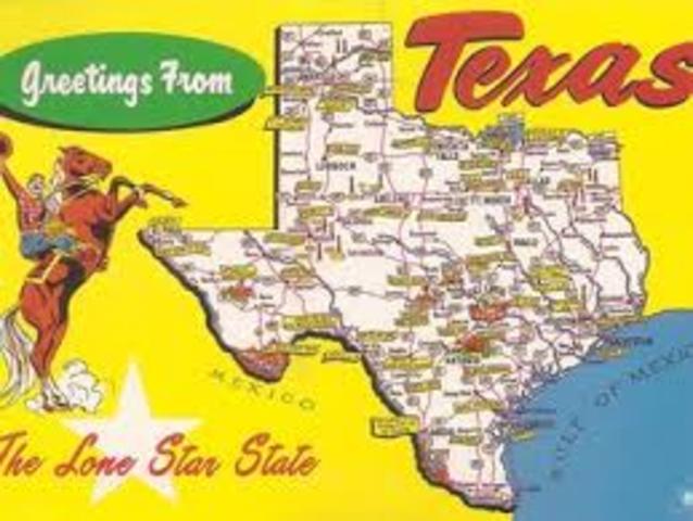 1845; Texas becomes a U.S. State