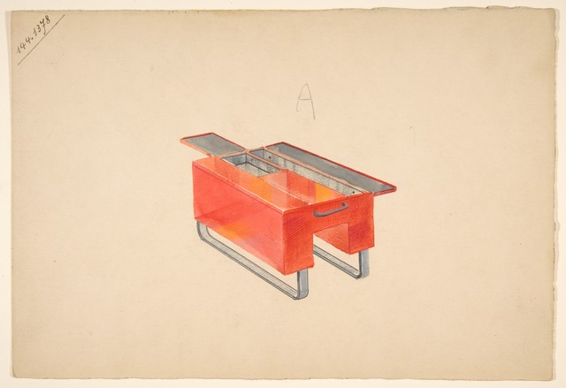 GUGLIELMO ULRICH « Croquis de table basse laquée rouge&nbsp;»
