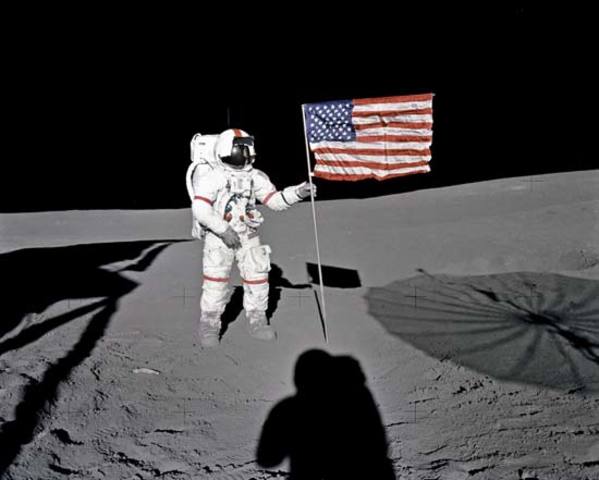 U.S lands on the moon