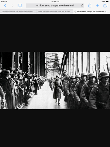 Hitler send troops into Rhineland
