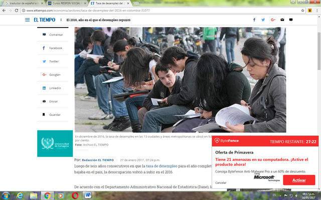 TASAS DE DESMPLEO AÑO 2016