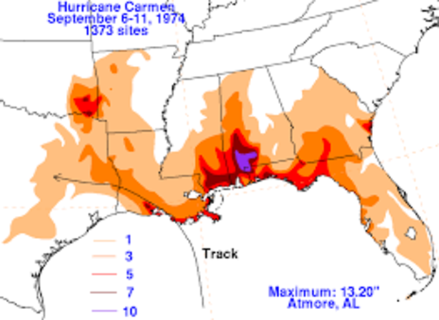 Hurricane Carmen hits Louisiana