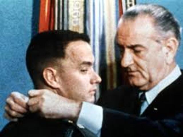 Forrest receives medal of honor from LBJ