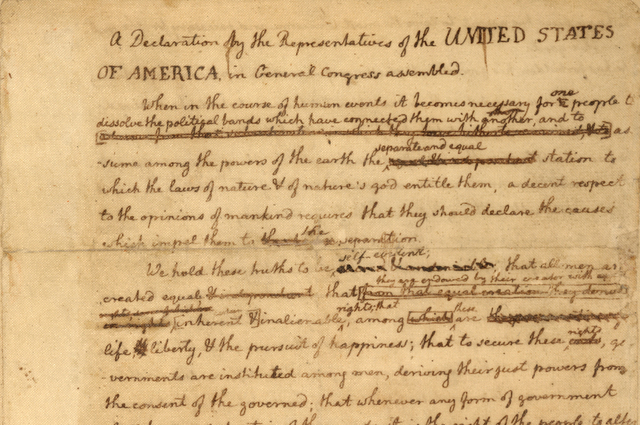 Thomas Jefferson drafts the Declaration of Independence