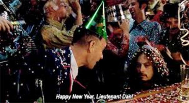 Forrest and Lt. Dan Celebrate New Year's Eve