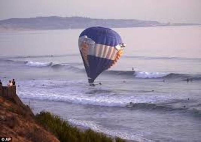 Air Balloon flight over pacific ocean
