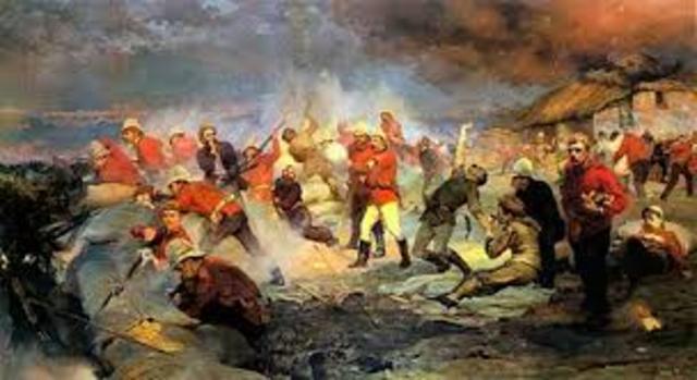 Zulus attack Rorke's Drift and British win