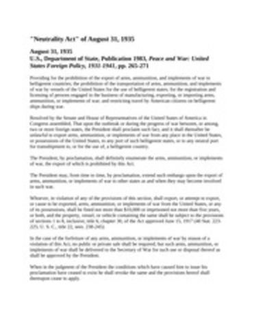 U.S. passes Neutrality Acts