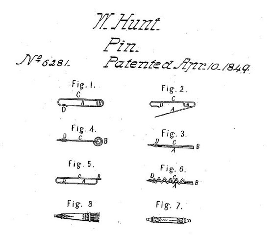 Walter Hunt invented the safety pin
