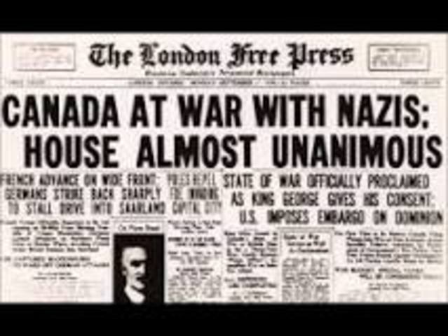 Canada declares war on Germany