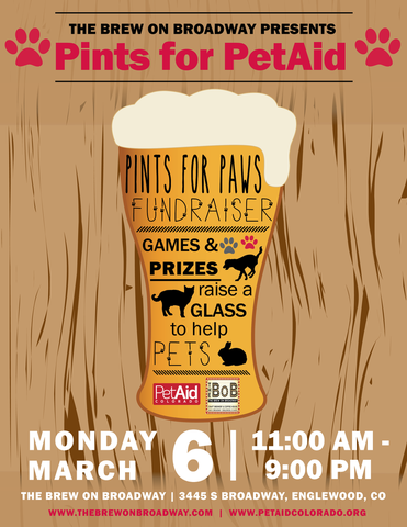 Pints For PetAid At The BoB On March 6!