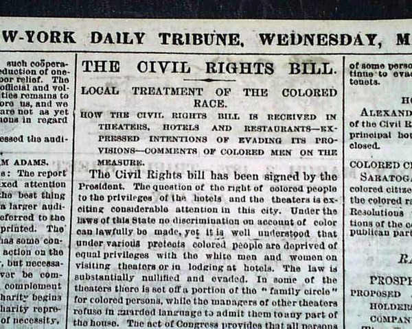 Civil Rights Act of 1875 is Passed