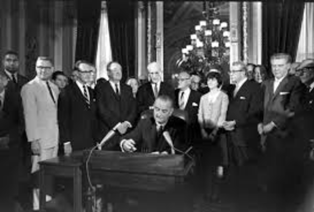President Johnson sign voting right act