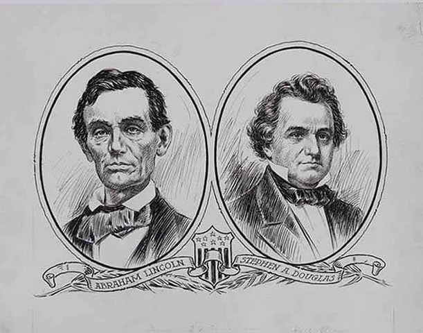 Abraham Lincoln runs for U.S. Senate in Illinois against Stephen Douglas