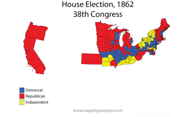 Republicans take a super majority in the House in 1862.