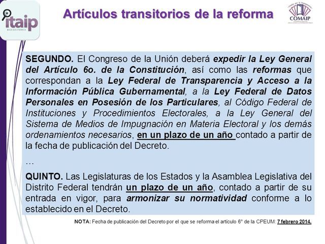 Publicación en el DOF de otra reforma al artículo 6° constitucional