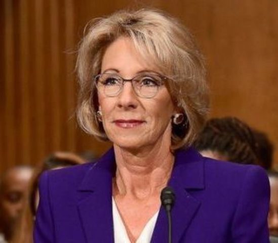 Donald Trump names Betsy DeVos Secretary of Education.