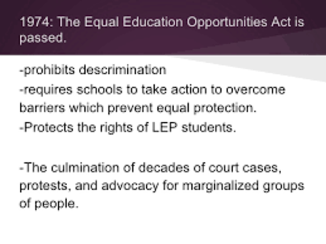 The Equal Educational Opportunities Act (EEOA)