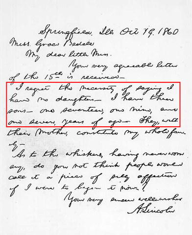 Grace Bedell writes to Lincoln