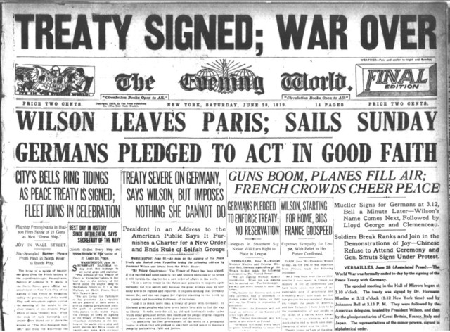 Treaty of Versailles was signed