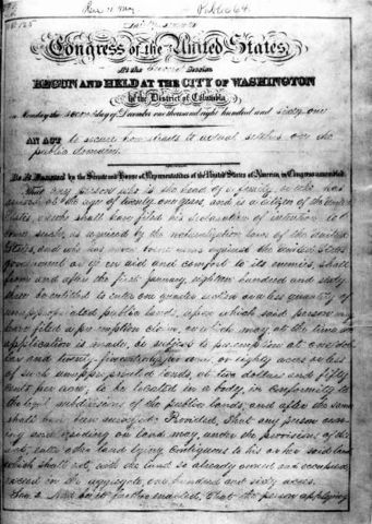 Homestead Act of 1862