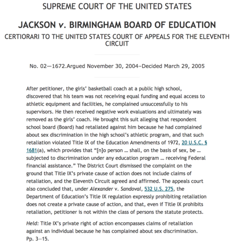 2005 Jackson v. Birmingham Board of Education