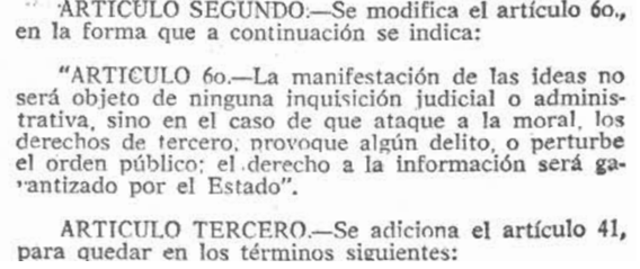 PROMULGACIÓN DE REFORMA AL ART. 6o