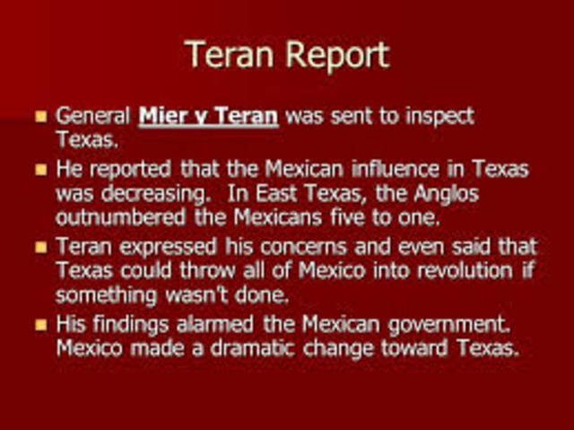 causes of the texas revolution/mier y teran investigation
