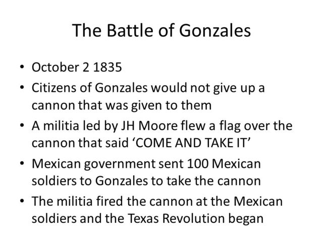texas revolution/battle of gonzales