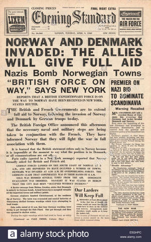 Germany invades Denmark and Norway