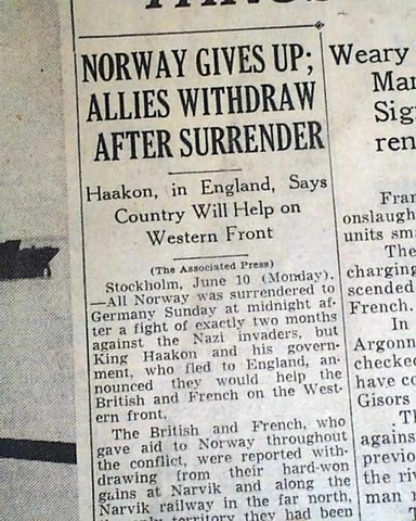 Norway surrenders to the Nazis