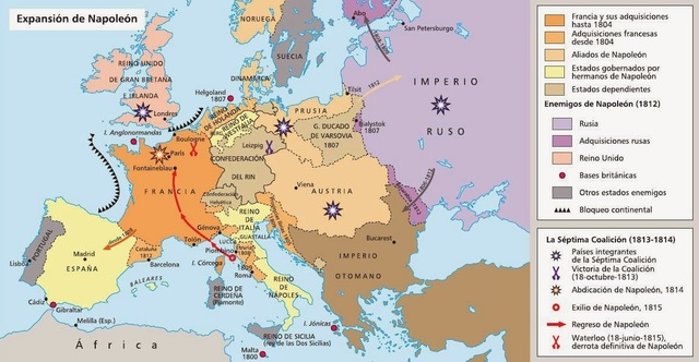 Expansión del imperio napoleónico.