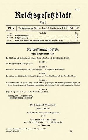 Nuremberg Laws in effect against Jews