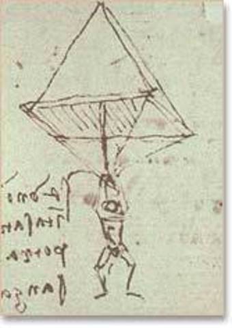 Leonardo da Vinci Sketches the Design for a Parachute