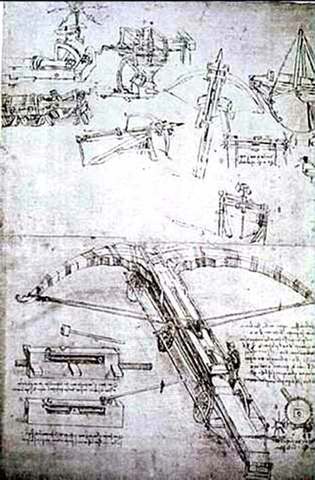 Leonardo da Vinci Sketches the Design for a Giant Crossbow