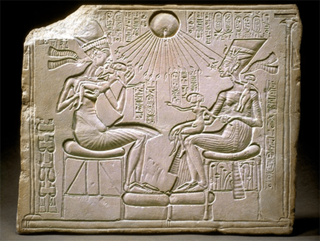 Akhenaten, Nefertiti and Three Daughters, Ancient Egypt